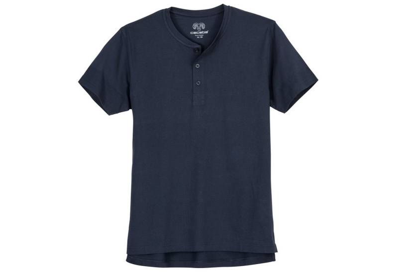 CECEBA Print-Shirt Ceceba T-Shirt Übergröße navy Knopfleiste von CECEBA