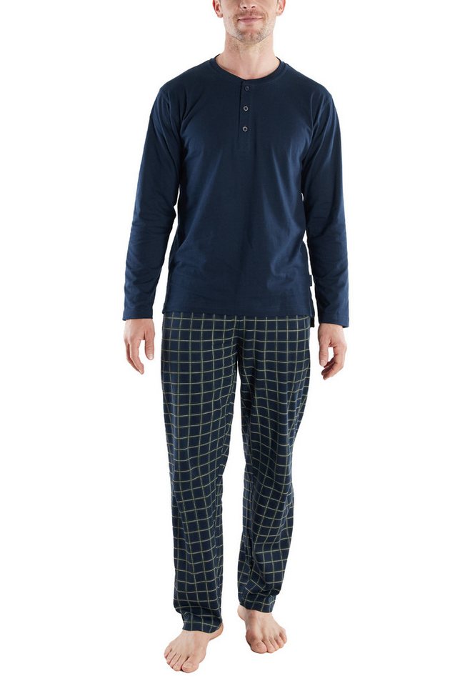 CECEBA Pyjama CECEBA Herren Pyjama blau kariert (1 tlg) von CECEBA