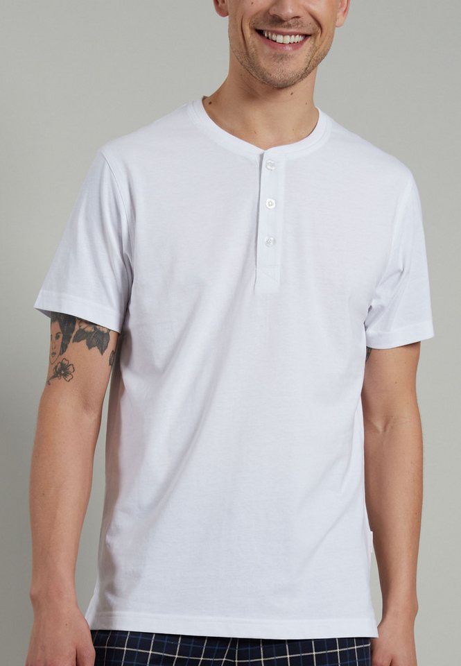CECEBA Pyjamaoberteil Houston 31234 Button T-Shirt in reiner natürlicher Baumwoll-Qualität von CECEBA
