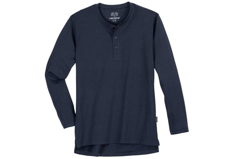 CECEBA Rundhalsshirt Ceceba Langarmshirt Übergröße navy Knopfleiste von CECEBA