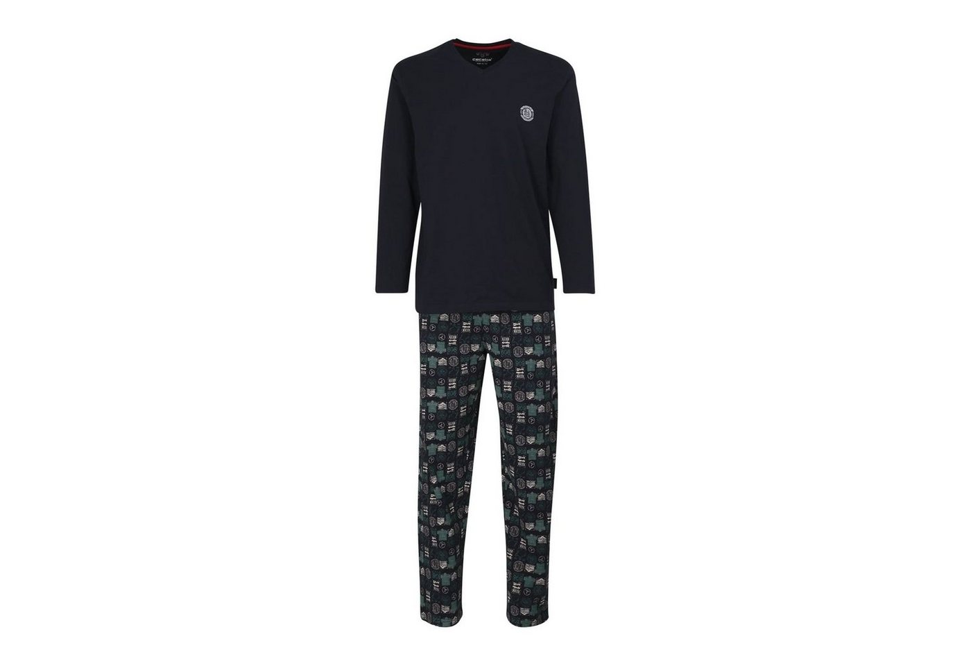 CECEBA Schlafanzug CECEBA Pyjama Herren Schlafanzug Marine V-Ausschnitte ohne Bündchen von CECEBA