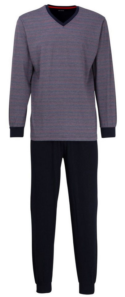CECEBA Schlafanzug CECEBA Pyjama Herren V-Ausschnitt Schlafanzug rot marine Querstreifen CECEBA Schlafanzug CECEBA Pyjama Herren V-Ausschnitt Schlafanzug rot marine Querstreifen von CECEBA