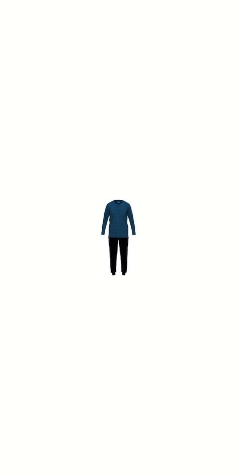 CECEBA Schlafanzug Pyjama, 3-Knopfv., offen blau-mittel-uni von CECEBA