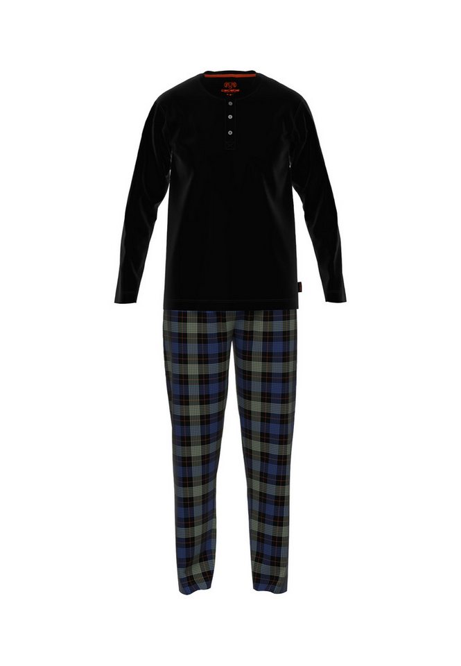 CECEBA Schlafanzug Pyjama, 3-Knopfv., offen schwarz-mittel-Karo von CECEBA