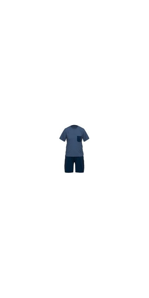 CECEBA Schlafanzug Shorty, Rundhals blau-mittel-uni von CECEBA