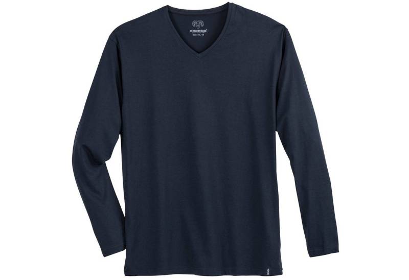 CECEBA V-Shirt Ceceba V-Neck Longsleeve Übergröße navy von CECEBA