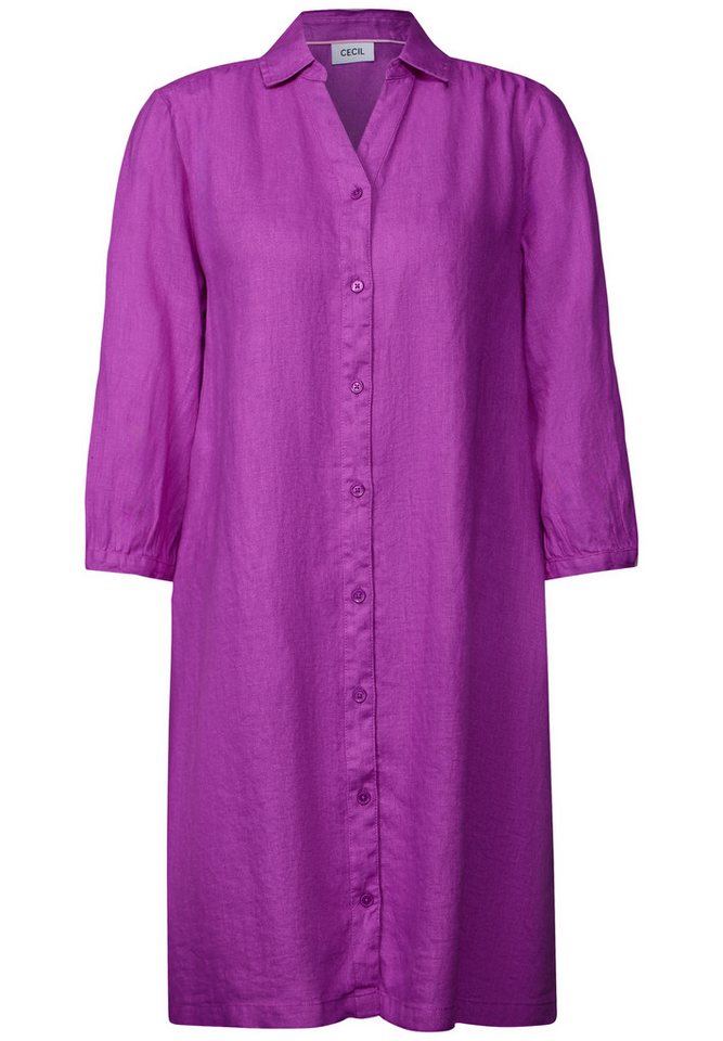 CECIL Blusenkleid LINEN_Solid Shirt Dress magenta lacquer von CECIL