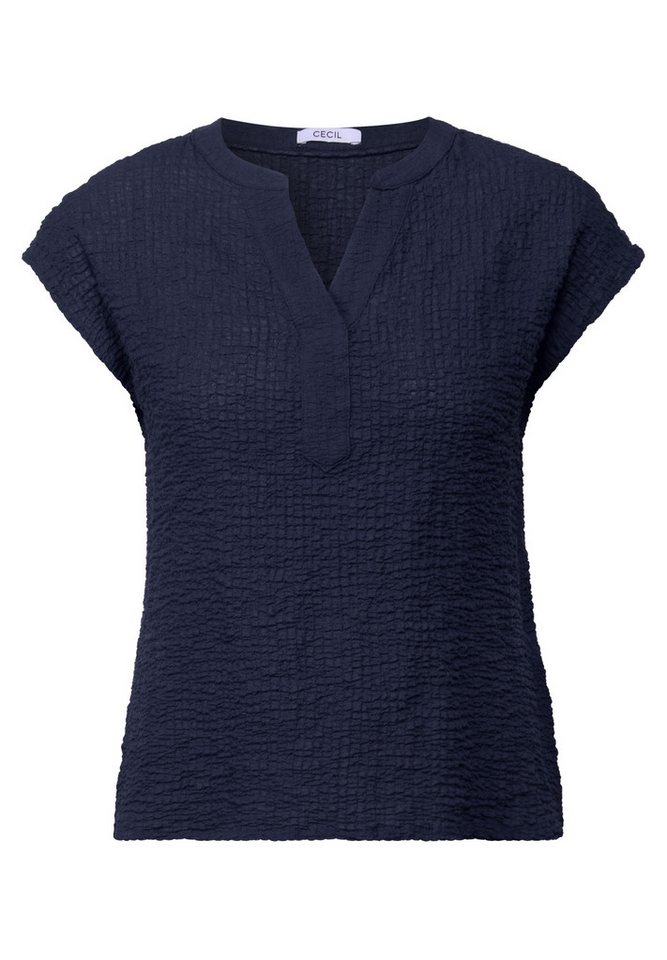 CECIL Kurzarmbluse - Kurzarm Strukturbluse Damen – Blusenshirt Baumwolle Stretch von CECIL
