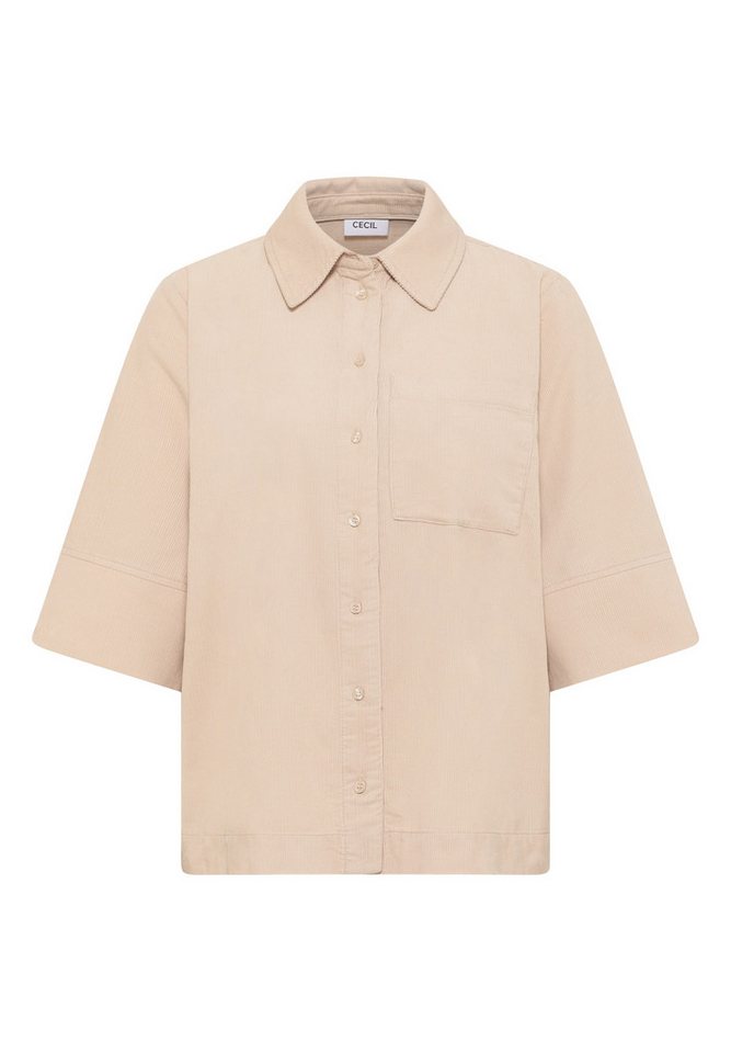 CECIL Kurzarmbluse - Kurzarmbluse mit Hemdkragen und Knopfleiste in modernem Cord-Look von CECIL