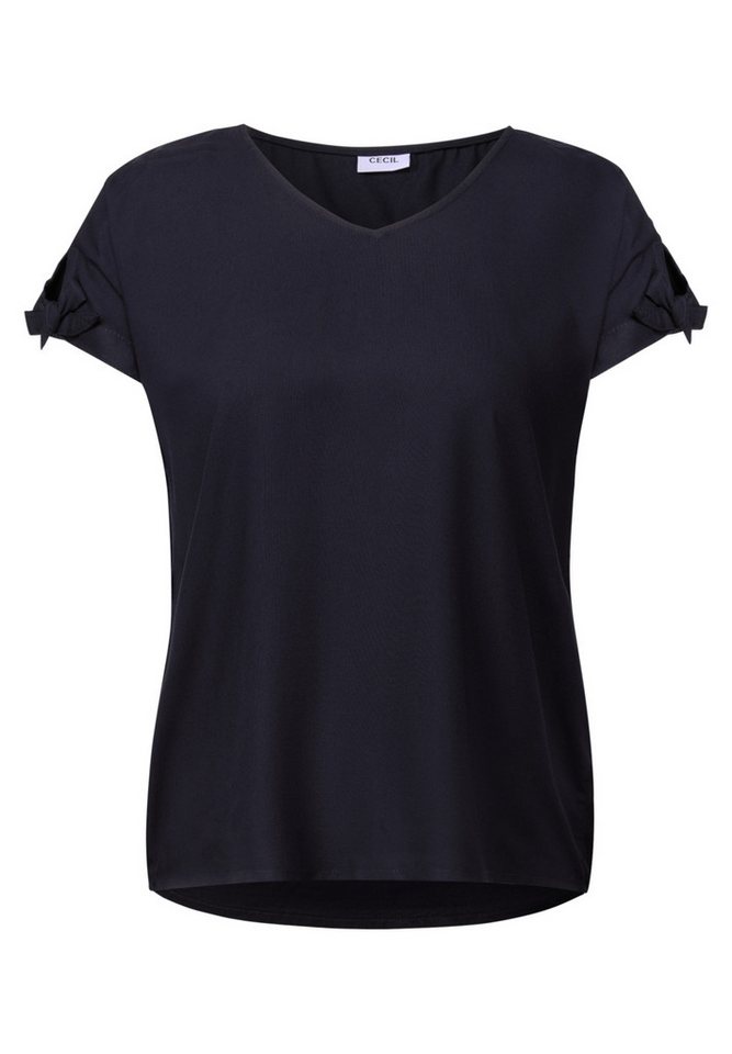 CECIL Kurzarmbluse TOS Solid Blouse w. Knot urban dark blue von CECIL