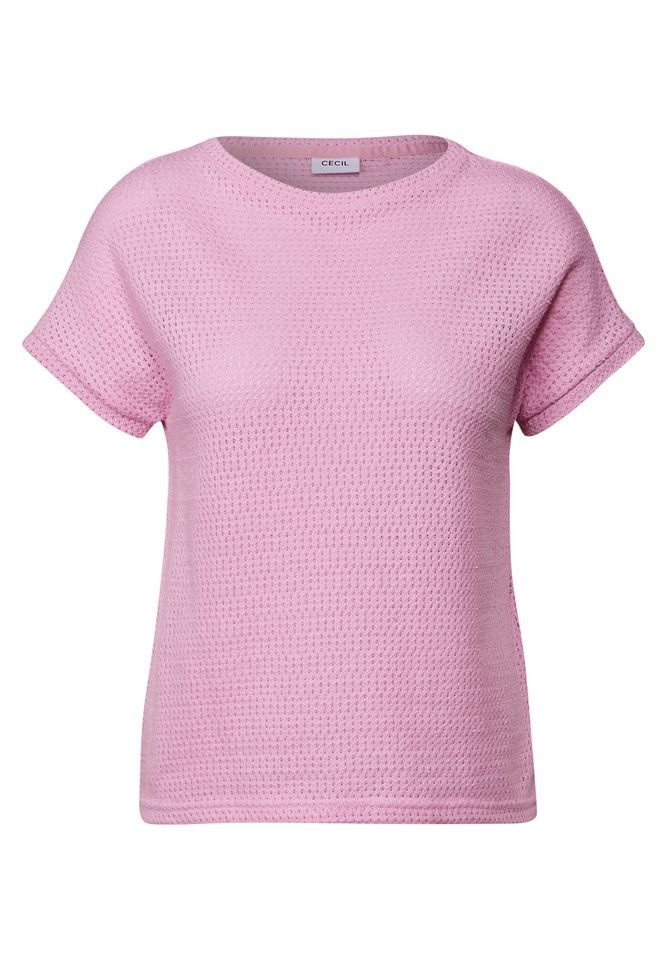 CECIL Kurzarmshirt CECIL Ajour-Shirt – in luftiger Strick-Optik mit U-Boot-Ausschnitt von CECIL