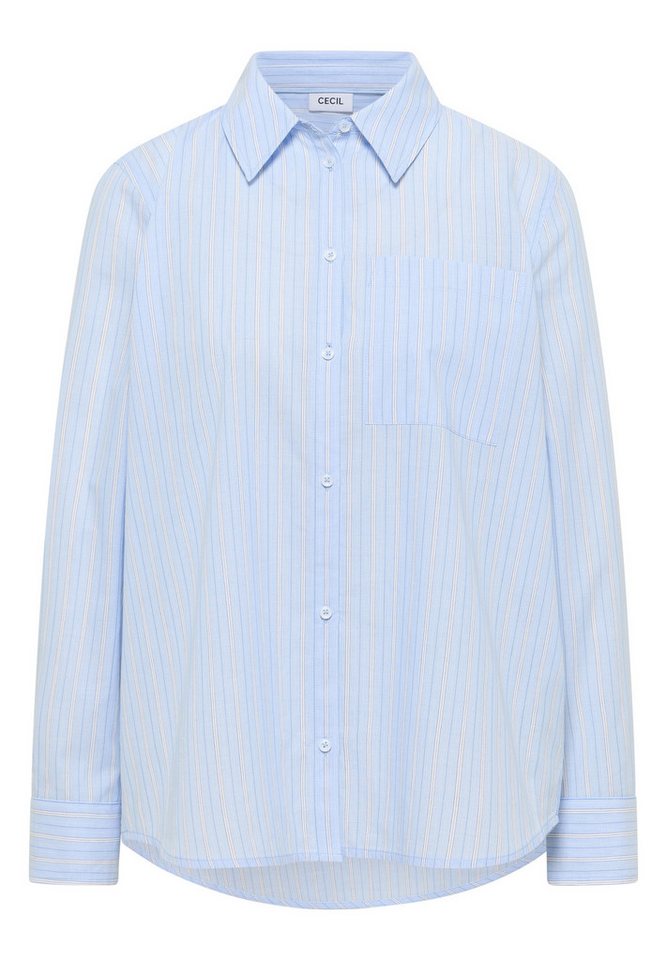 CECIL Langarmbluse - Hemdbluse gestreift Damen – Baumwollbluse mit Split Neck von CECIL