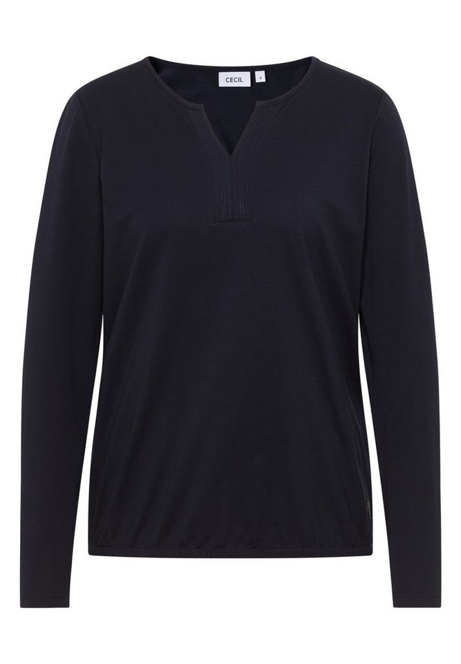 CECIL Langarmbluse - Langarmshirt Damen Baumwolle – Tunika mit Split Neck von CECIL