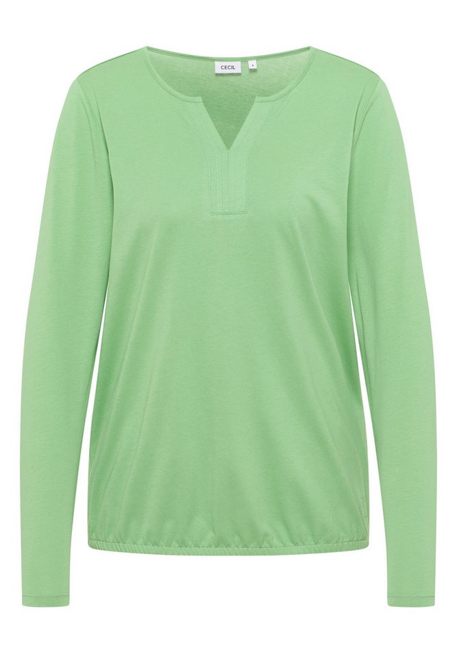 CECIL Langarmbluse - Langarmshirt Damen Baumwolle – Tunika mit Split Neck von CECIL