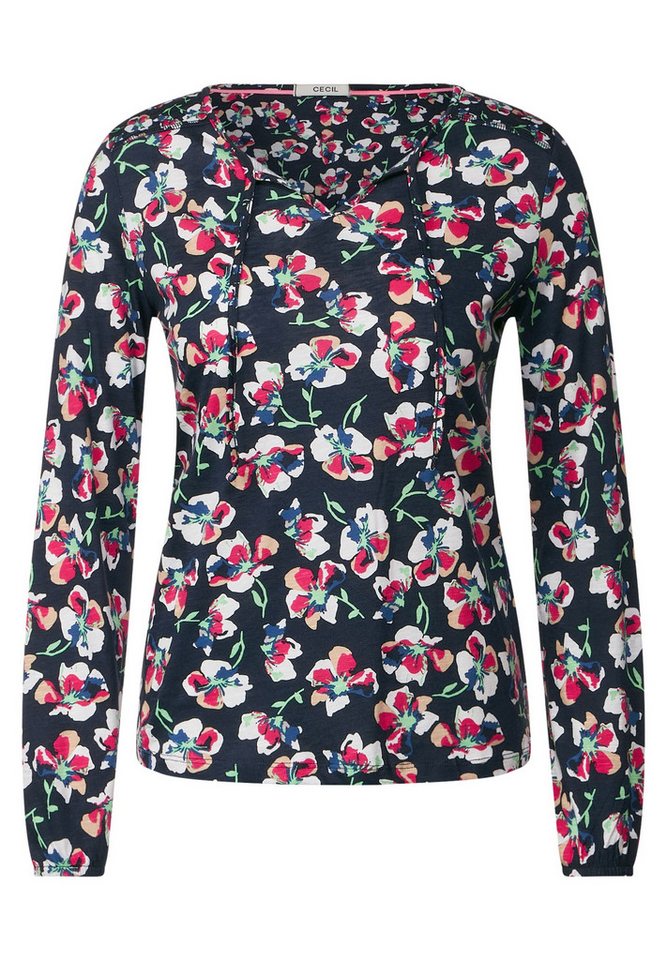 CECIL Longsleeve TOS Flower Patch Tunic deep blue von CECIL
