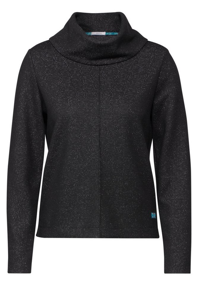 CECIL T-Shirt Cropped Glitter Rib T-Shirt von CECIL