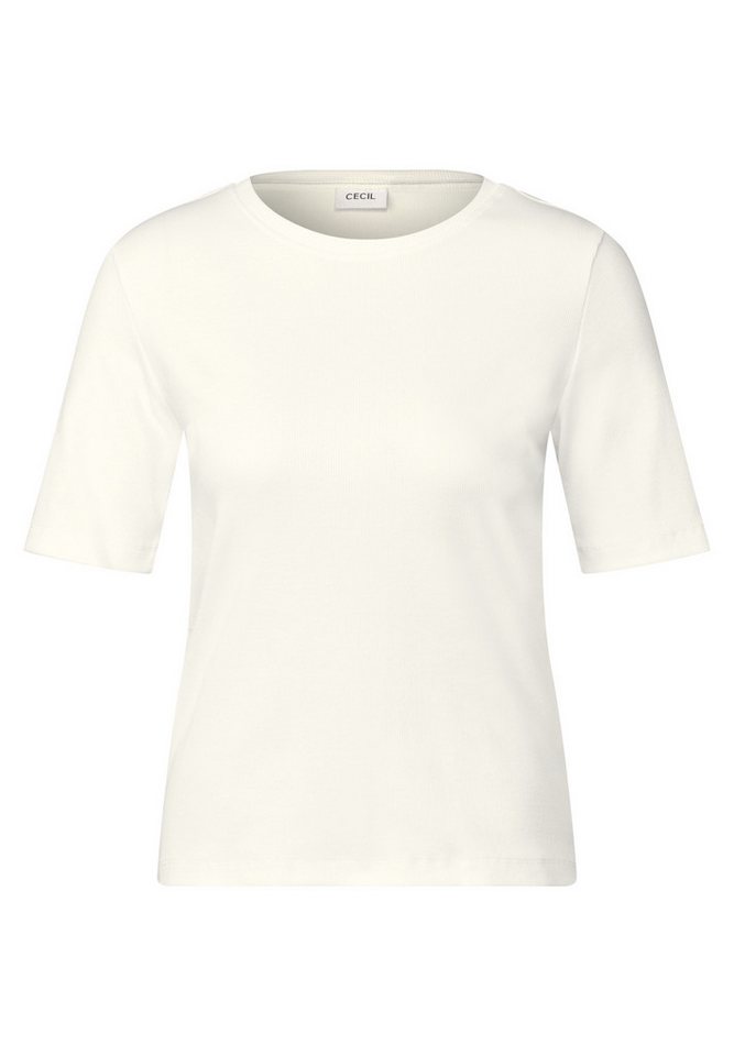 CECIL T-Shirt NOS Basic Rib T-Shirt vanilla white von CECIL