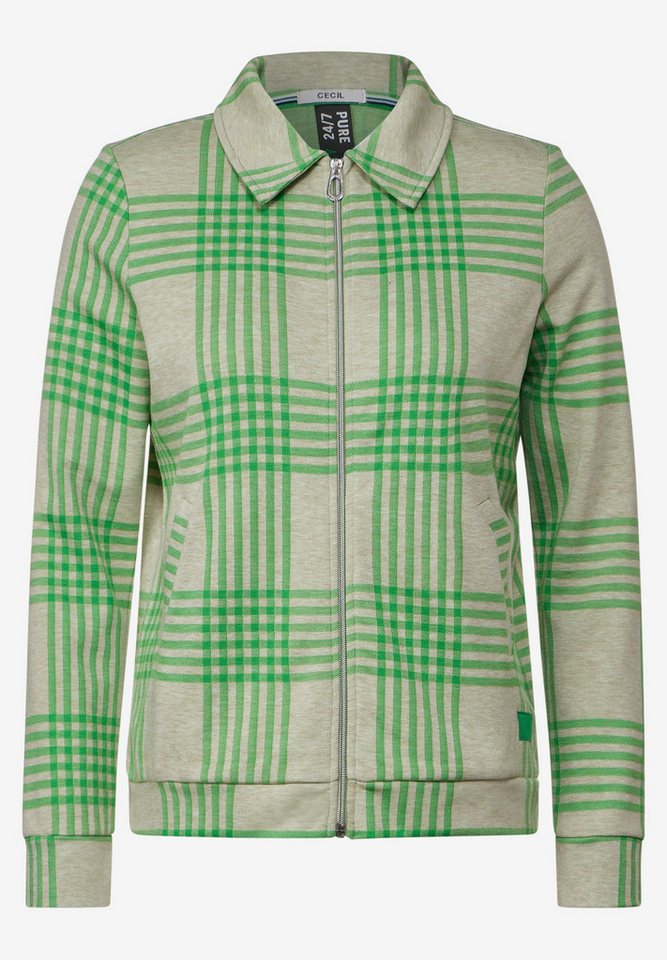 CECIL T-Shirt TOS Melange Check Jacket celery green von CECIL