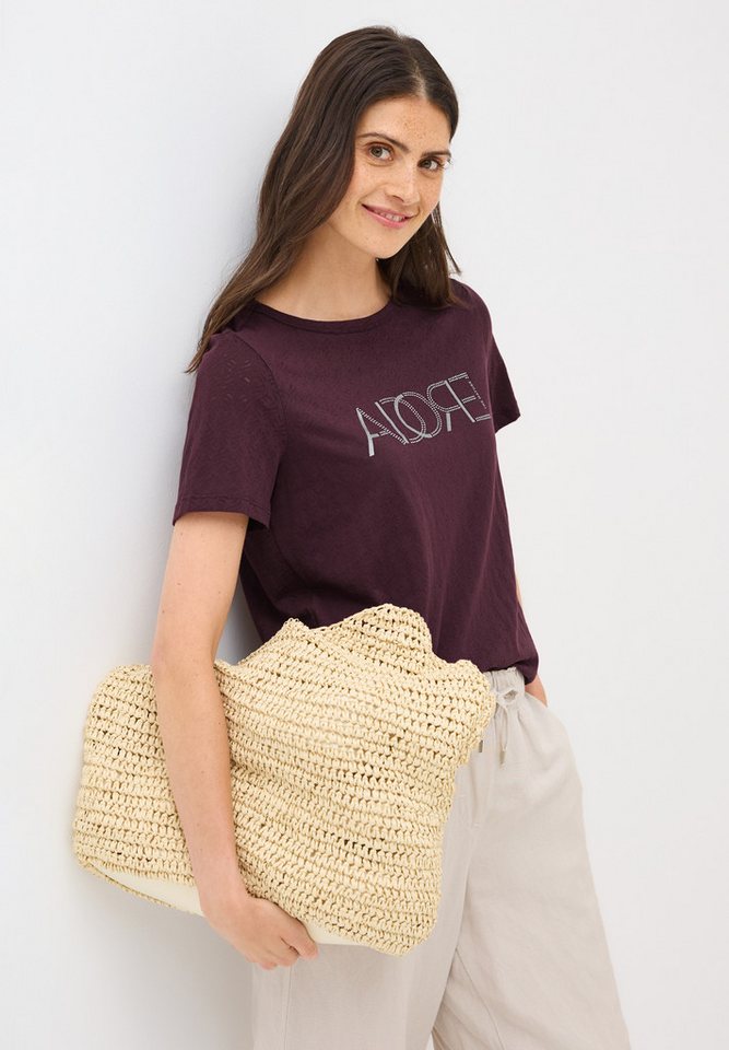 CECIL T-Shirt in Ausbrenner-Optik mit Wording von CECIL