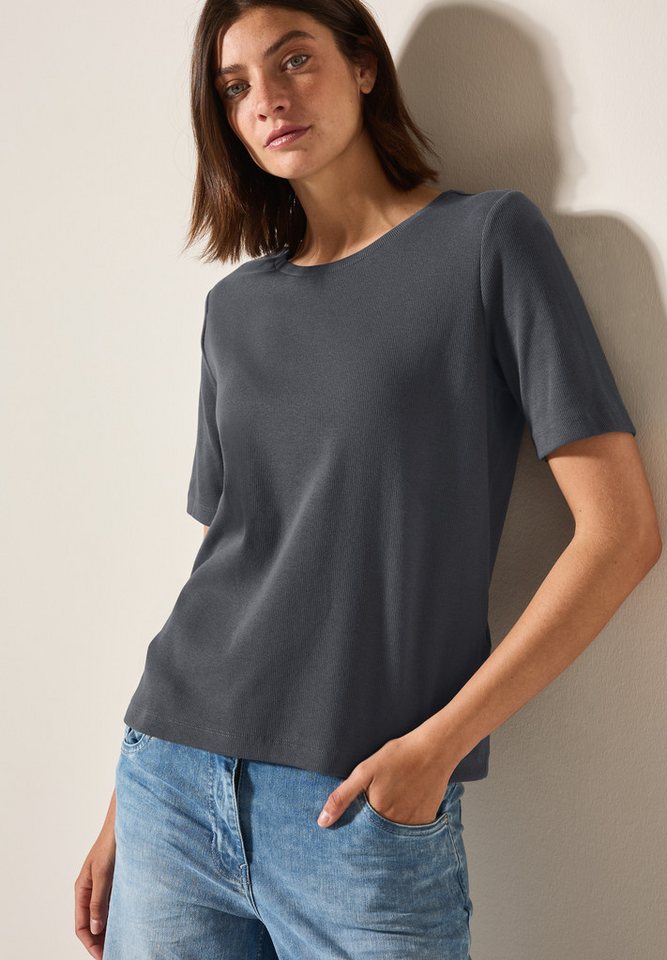 CECIL T-Shirt mit feiner Ripp Struktur von CECIL