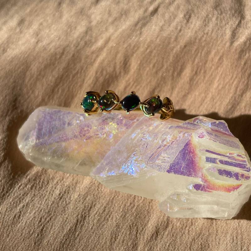 Schwarzer Opal Ring ~ Vermeil Einstellbar Resable Schwarzer Opal Ring ~ Vermeil Einstellbar Resable von CECILIAINTHESUMMER