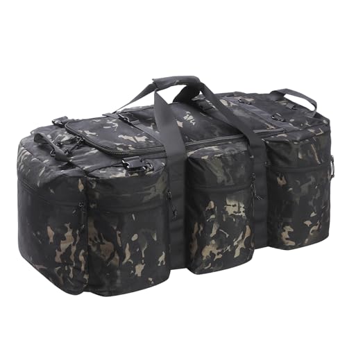 CECKQUE Militärische taktische Reisetasche für Herren, 105 l, extra groß, Armee-Duffle-Tasche, robuste Einsatztasche, Militär-Reisetasche, Rucksack, Outdoor-Ausrüstung, Camo Olive, extra large, von CECKQUE