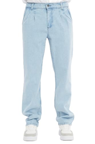 CEDY DENIM - Baggy Jeans Herren Loose Fit Retro Hosen Herren Regular Straight Cut Plissee Stil Jeanshose CD354 (31W/32L Eisblau) von CEDY DENIM
