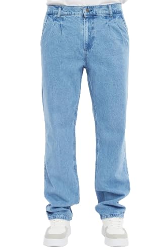 CEDY DENIM - Baggy Jeans Herren Loose Fit Retro Hosen Herren Regular Straight Cut Plissee Stil Jeanshose CD354 (32W/32L Hellblau) von CEDY DENIM