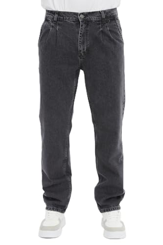 CEDY DENIM - Baggy Jeans Herren Loose Fit Retro Hosen Herren Regular Straight Cut Plissee Stil Jeanshose CD354 (34W/32L Anthrazit) von CEDY DENIM