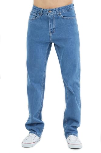 CEDY DENIM - Baggy Jeans Herren Stretch, Jeanshose Herren Straight Cut, Lang Streetwear Hosen Herren CD346 (30W/32L, Hellblau) von CEDY DENIM