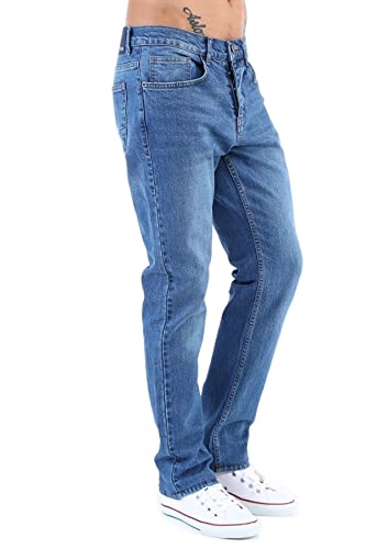 CEDY DENIM - Herren Jeans Regular Fit Stretch, Jeanshose Herren, Basic High Waist Straight Männer Hosen CD336 (32W/34L, Hellblau) von CEDY DENIM