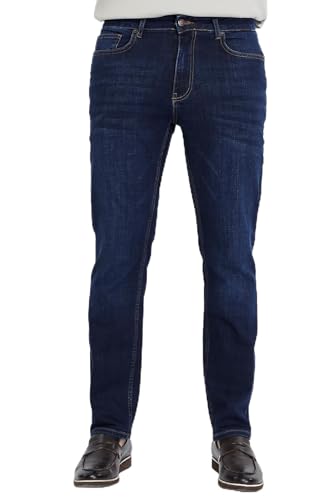 CEDY DENIM - Herren Jeans Regular Fit, Stretch Jeanshose, Herren High Waist, Straight Cut, Basic Washed, Männer Hosen CD336 (34W/32L Navyblau) von CEDY DENIM