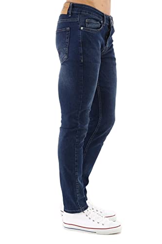 CEDY DENIM - Herren Jeans Slim Fit, Stretch Jeanshose, Mid Rise Tapered Hosen Männer CD300 (30W/30L Navyblau) von CEDY DENIM