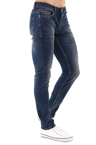 CEDY DENIM - Herren Jeans Slim Fit, Stretch Jeanshose, Mid Rise Tapered Hosen Männer CD300 (36W/34L Blau) von CEDY DENIM