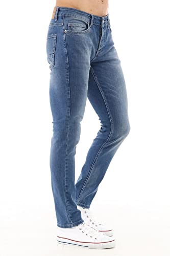 CEDY DENIM - Herren Jeans Slim Fit, Stretch Jeanshose, Mid Rise Tapered Hosen Männer CD300 (36W/34L Hellblau) von CEDY DENIM