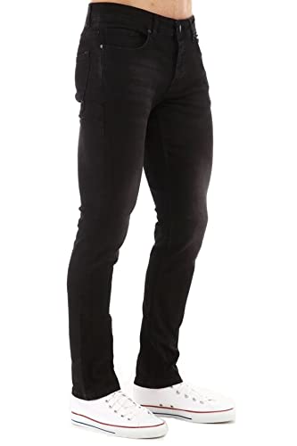 CEDY DENIM - Herren Jeans Slim Fit Stretch, Jeanshose Herren, Mid Rise Tapered Hosen Männer CD300 (32W/30L, Schwarz) von CEDY DENIM