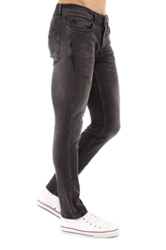 CEDY DENIM - Herren Jeans Slim Fit, Stretch Jeanshose, Mid Rise Tapered Hosen Männer CD300 (31W/32L Grau) von CEDY DENIM
