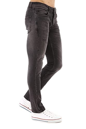 CEDY DENIM - Herren Jeans Slim Fit Stretch, Jeanshose Herren, Mid Rise Tapered Hosen Männer CD300 (32W/32L, Grau) von CEDY DENIM