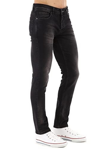 CEDY DENIM - Herren Jeans Slim Fit, Stretch Jeanshose, Mid Rise Tapered Hosen Männer CD300 (32W/34L Anthrazit) von CEDY DENIM