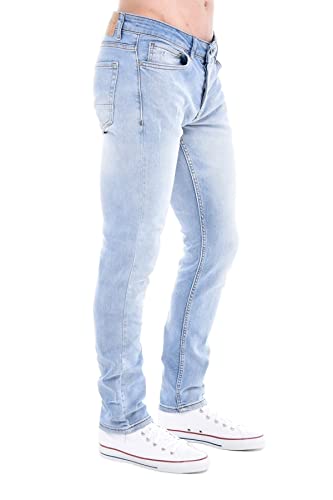 CEDY DENIM - Herren Jeans Slim Fit Stretch, Jeanshose Herren, Mid Rise Tapered Hosen Männer CD300 (33W/32L, Eisblau) von CEDY DENIM