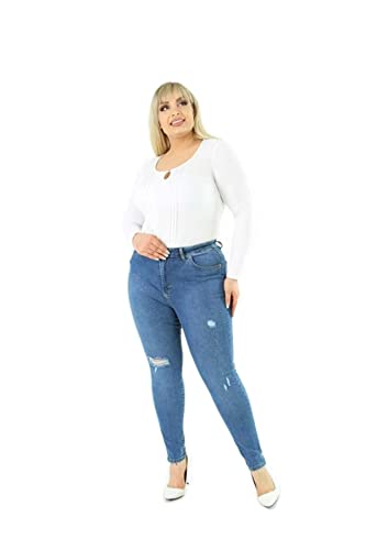 CEDY DENIM Elegant Female High Waist Jeans, Damen Knöchel - Skinny Fit, Hoher Bund, Große Größen Damen Jeans Stretch CD597 von CEDY DENIM