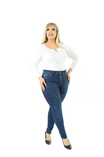 CEDY DENIM Elegant Female High Waist Jeans, Damen Knöchel - Skinny Fit, Hoher Bund, Große Größen Damen Jeans Stretch CD597 von CEDY DENIM