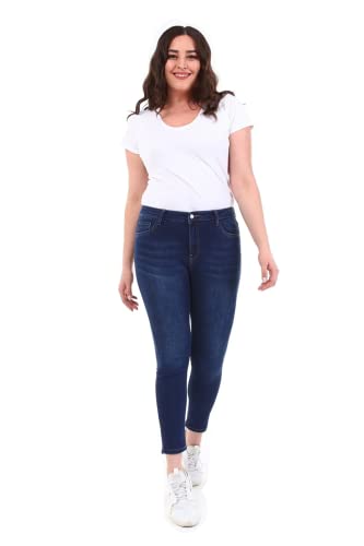 CEDY DENIM Elegant Female High Waist Jeans, Damen Knöchel - Skinny Fit, Hoher Bund, Große Größen Damen Jeans Stretch CD597 von CEDY DENIM