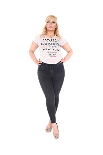 CEDY DENIM Elegant Female High Waist Jeans, Damen Knöchel - Skinny Fit, Hoher Bund, Große Größen Damen Jeans Stretch CD597 von CEDY DENIM