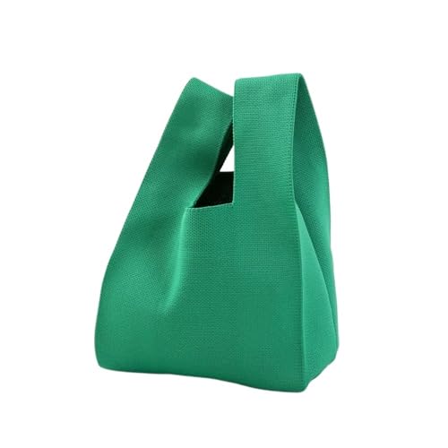 CEHJZQRPL Einfarbig Handgemachte Gestrickte Handtasche Frauen Knoten Handgelenk Tasche Casual Tote Tasche Student(Green) von CEHJZQRPL