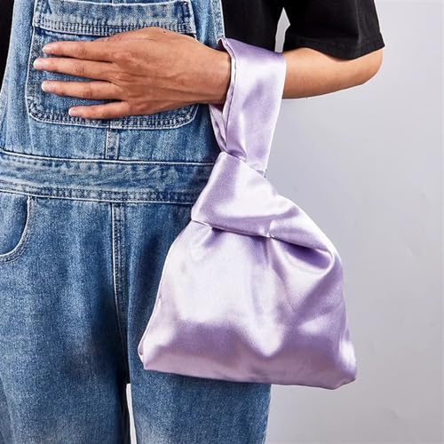 CEHJZQRPL Handgelenk-Knoten-Tasche, Handtasche, Damen-Handgelenk-Tasche, Tragetasche, weibliche Freizeitfarbe, Studentin, wiederverwendbare faltbare Einkaufstasche(Purple) von CEHJZQRPL