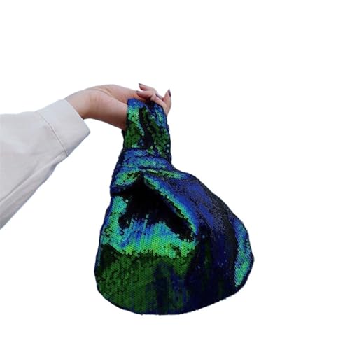 CEHJZQRPL Handgelenk Knoten Tasche Damen Mode Reversible Pailletten Handtasche Ärmel Knoten Beutel Party Abend Kupplung Geldbörse(Green) von CEHJZQRPL