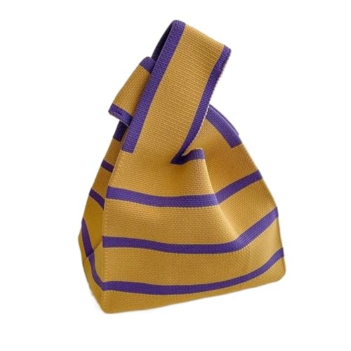 CEHJZQRPL Handgelenk Knoten Tasche Stricken Handtasche Mode Stricken Handgemachte Einkaufstaschen Hohe Kapazität Knoten Handgelenk Tasche Mädchen(Yellow 01) von CEHJZQRPL