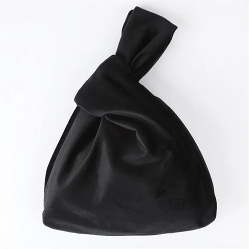 CEHJZQRPL Handgelenkknotentasche Damenhandtasche Totes Seidensatin Vintage Handtasche All Match Tragetaschen All Match Reisetaschen(Black) von CEHJZQRPL