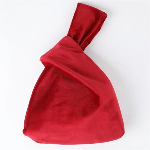 CEHJZQRPL Handgelenkknotentasche Damenhandtasche Totes Seidensatin Vintage Handtasche All Match Tragetaschen All Match Reisetaschen(Red) von CEHJZQRPL